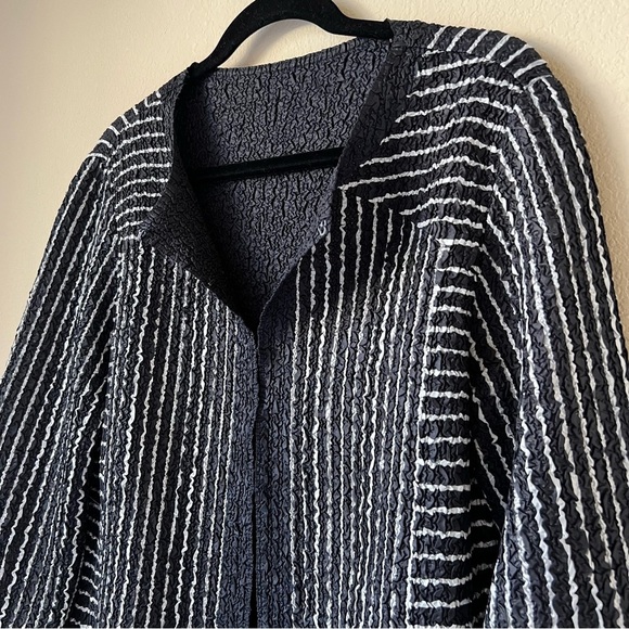 Chico's TRAVELERS COLLECTION Crushed Stripe Jacket, size 1.5 - Picture 7 of 13